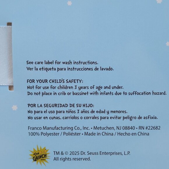 Dr. Seuss The Grinch Oversized Plush Throw Blanket 60X90" Twin Christmas Sally - Picture 8 of 10